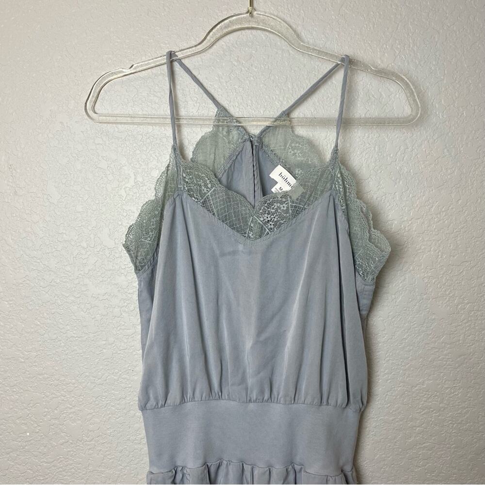 Bohme Spring Light Blue-Gray Lace-Trim Jumpsuit